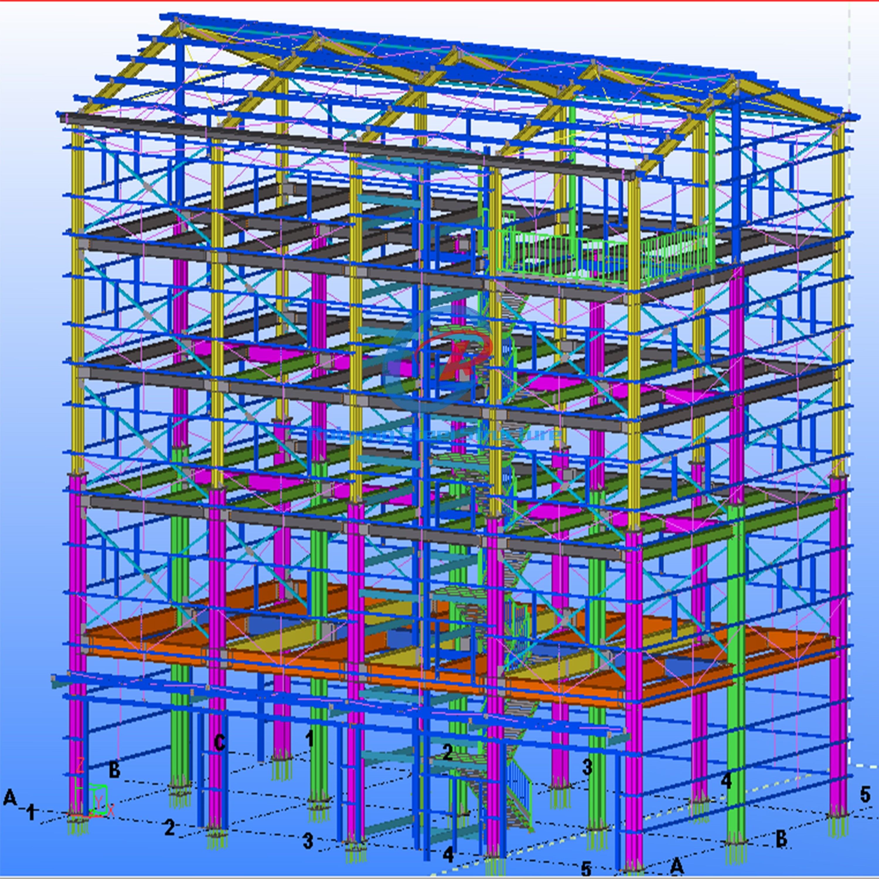 High Strength Architecture Steel Construction Multi Storey Steel Frame ...