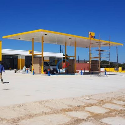 Energy Efficient Steel Structure Gas Station , Industrial Metal Canopy Shed