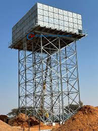 HDG Galvanized Steel Panels Bolted Assembled 30000 Liters Water Tank Stands On Tower