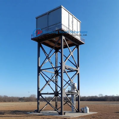 Galvanization Steel HDG Water Tank With Steel Water Tower Tank Stand Industrial Technical 3D Model Design 