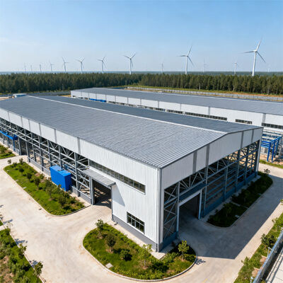 Prefabricated Steel Structure Building with Wind Load Up to 300 km/h Hot-dip Galvanization and Bolted or Welded Connection