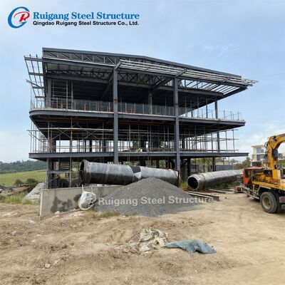 Prefabricated Steel Building with Wind Load Up to 300 km/h Hot-dip Galvanization and Q355/Q235 Steel Grade