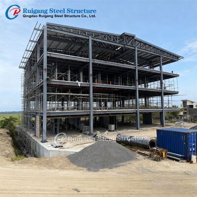 Prefabricated Steel Building with Wind Load Up to 300 km/h Hot-dip Galvanization and Q355/Q235 Steel Grade Multi-Storey Steel Structure