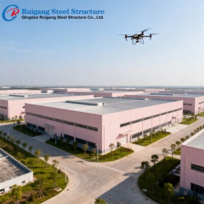 Prefabricated Steel Structure Warehouse with 300 km/h Wind Load Hot-dip Galvanization and Clear-Span Design