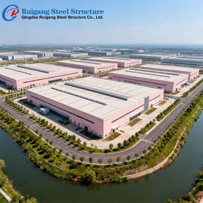 Prefabricated Steel Structure Warehouse with 300 km/h Wind Load, Hot-dip Galvanization, and Clear-Span Design