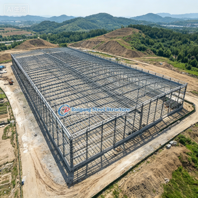 Galvanized Steel Structure Workshop , Industrial Steel Building Workshop Garage