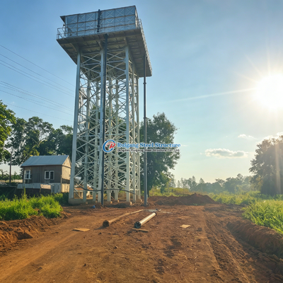 HDG Galvanized Steel Panels Bolted Assembled 30000 Liters Water Tank Stands On Tower